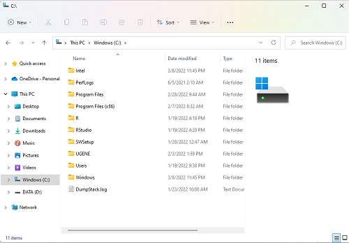 Windows 11 File Explorer default view