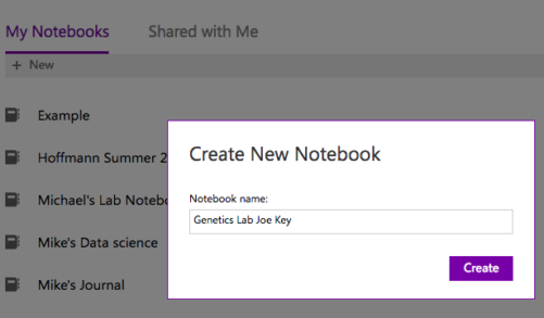 Screenshot, create onenote notebook