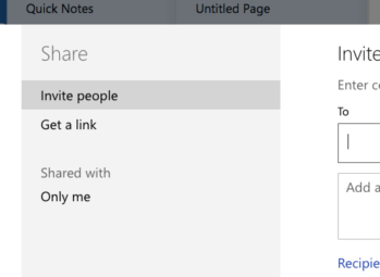 Screenshot of notebook with share options visible: Select "Get a link"