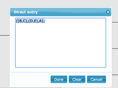Screenshot of direct entry of Newick string at icytree.org
