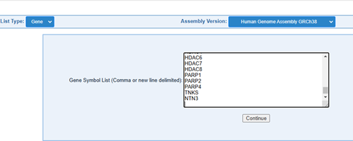 Screenshot text box, copy gene list