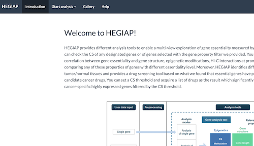Screenshot of homepage of HEGIAP web server