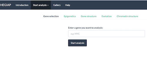Screenshot of HEGIAP single gene search page.