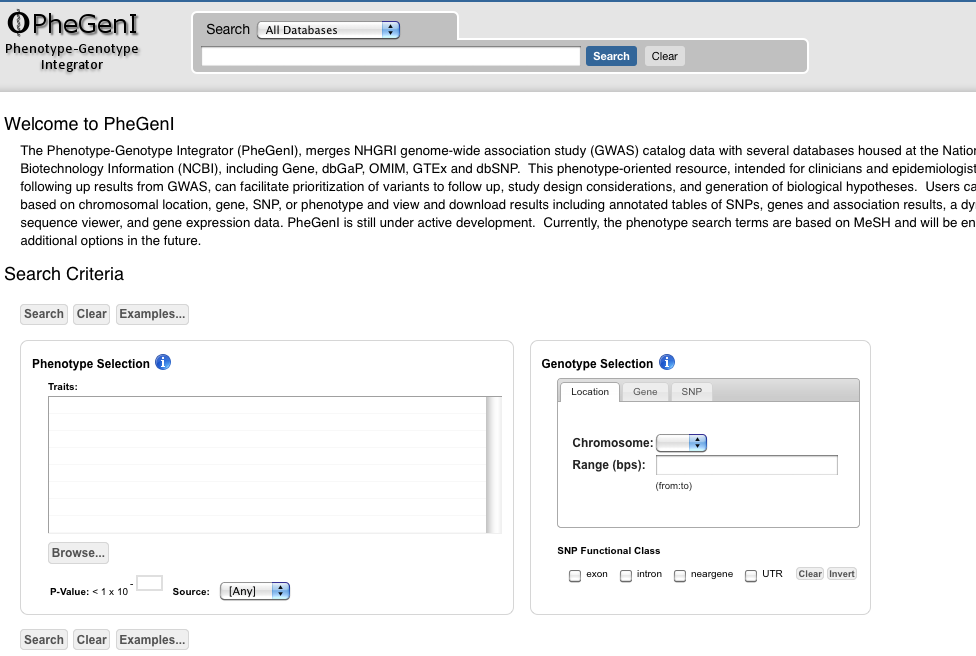 Screenshot PheGenI Summary