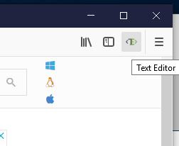 Screenshot of FireFox browser, shows the text editor plugin has been installed.