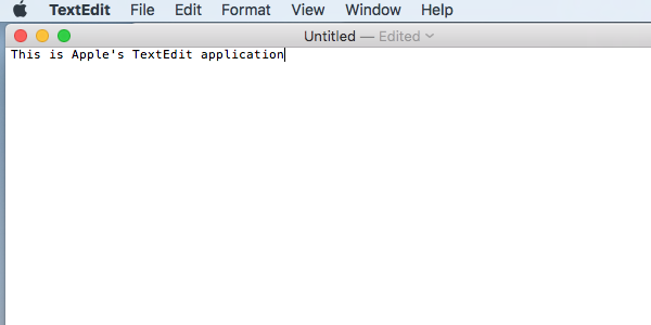 Screenshot of textedit, now in text only mode.